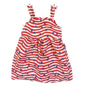 Cat & Jack Girls’ 4T red white blue stars and stripes Americana July 4th dress